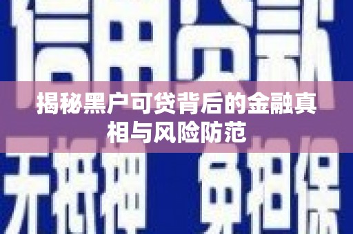新都揭秘黑户可贷背后的金融真相与风险防范
