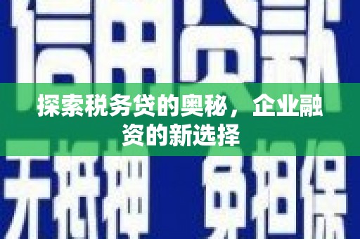 新都探索税务贷的奥秘，企业融资的新选择