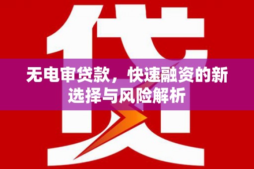 新都无电审贷款，快速融资的新选择与风险解析