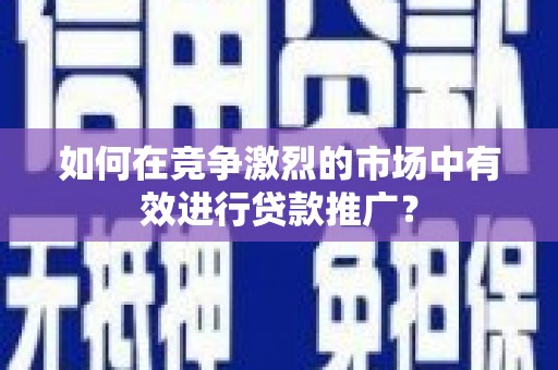新都如何在竞争激烈的市场中有效进行贷款推广？