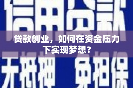 新都贷款创业，如何在资金压力下实现梦想？