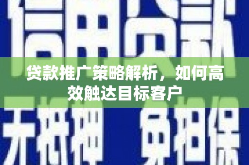 新都贷款推广策略解析，如何高效触达目标客户