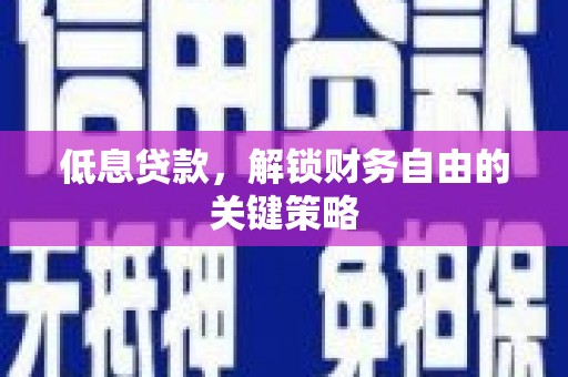 新都低息贷款，解锁财务自由的关键策略
