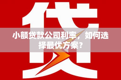 新都小额贷款公司利率，如何选择最优方案？