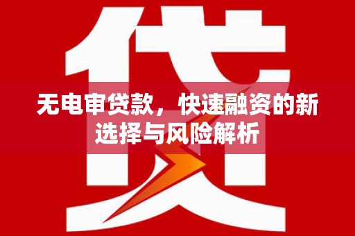 新都无电审贷款，快速融资的新选择与风险解析