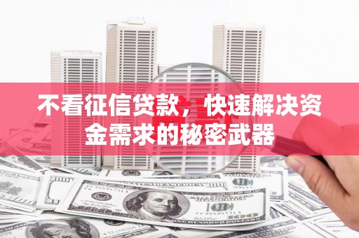 新都不看征信贷款，快速解决资金需求的秘密武器
