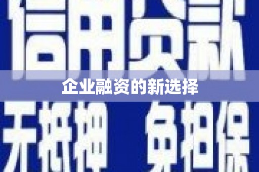 新都企业融资的新选择