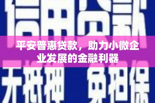 新都平安普惠贷款，助力小微企业发展的金融利器